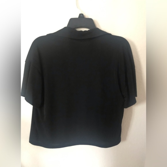 women's collared sports t shirt short sleeve black - Picture 8 of 8